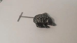 Hedgehog Pewter Effect Animal Emblem On a Tack Tie Pin - Picture 1 of 1