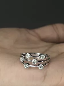 0.50 ct Round Diamond Dancing Bubble Ring , White Gold Plated - Picture 1 of 10