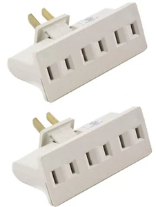 2pk 3-Outlet AC Power 2-Prong Swivel Light Wall Tap Adapter UL Listed Ivory /10z - Picture 1 of 3