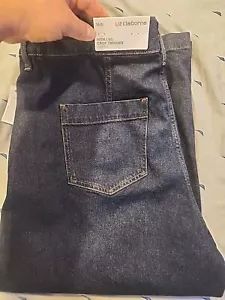 Liz Claiborne Dark Rinse Denim Wide Leg Crop Trouser pants Size 18W NWT - Picture 1 of 9