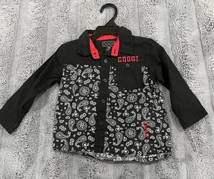 Coogi 24 Mo Button Down Shirt Black With White Paisleys - Picture 1 of 6
