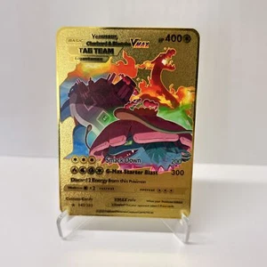 Charizard&Blastoise VMAX Gold Metal Pokémon Card-Collectible Gift Display! - Picture 1 of 5
