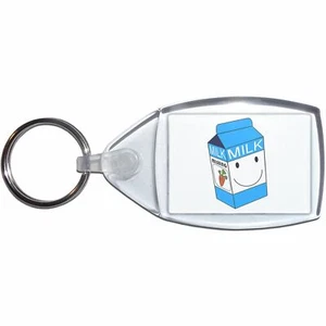 Milk Carton Clear Plastic Key Ring (S, M or L) - Picture 1 of 8