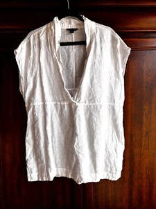 Lands' End 14 - 16 weiß Leinen Top Coverup Tunika luftiger Strandpullover - Bild 1 von 8