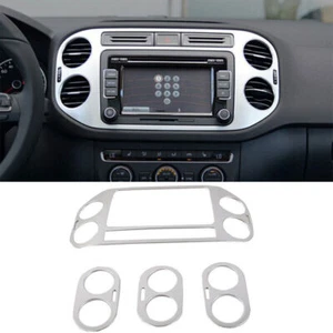 Matte Silver Middle Console Navigation Panel Trim For Volkswagen Tiguan 2010-16 - Picture 1 of 8