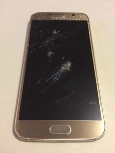 G920F Galaxy S6 (SM-G920I) GOLD SAMSUNG S6 CRACKED GLASS CRACKED LCD BLACK LCD - Picture 1 of 5