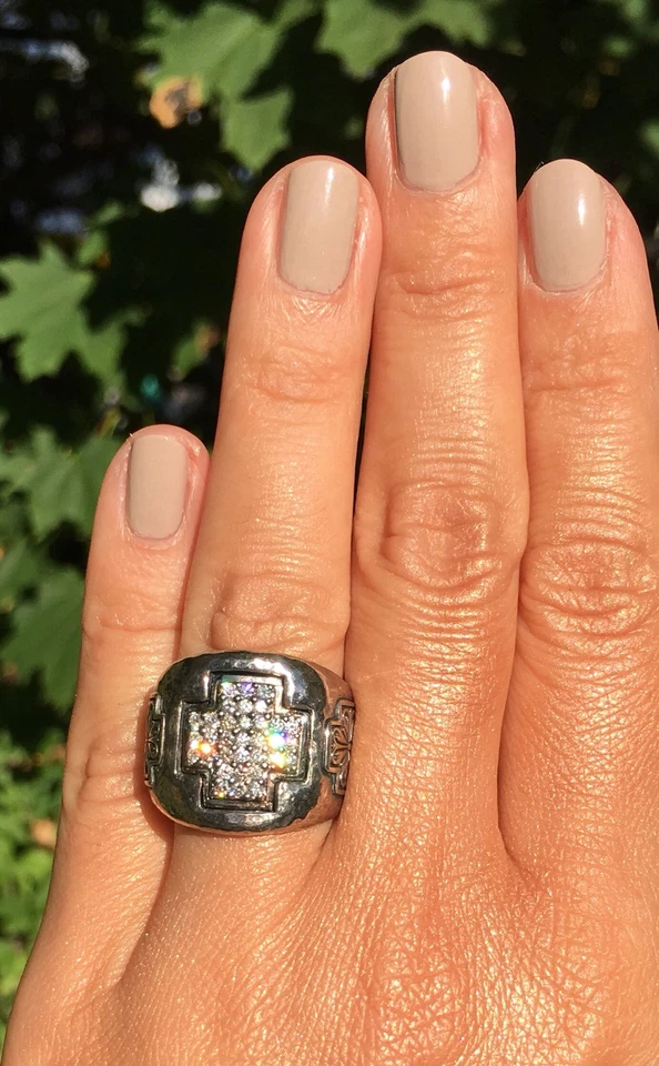 Anel de diamante Scott Kay joias finas prata paládio cruz celta tamanho 7 $2250 - Imagem 1 de 4