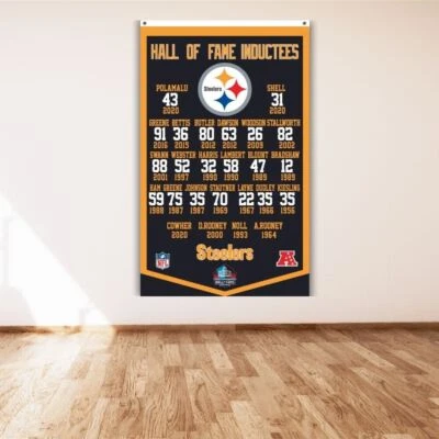 Bandera del Salón de la Fama de los Pittsburgh Steelers de 3x5 pies para miembros del Super Bowl Foto 1 de 4