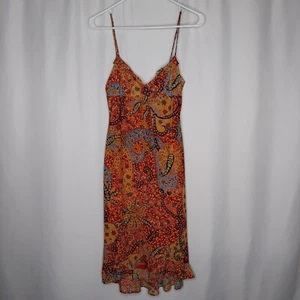 Vestido sin Mangas Evolution Not Revolution XS Rojo Azul Cachemira Gasa Volantes Y2K Hoco - Imagen 1 de 8