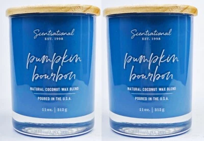 2 velas Scentsational PUMPKIN BOURBON mezcla de cera de coco natural 11 oz Foto 1 de 3