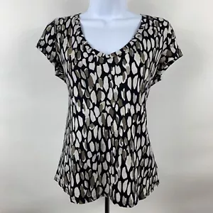 New York & Company Shirt Women's Medium Short Sleeve V Neck Casual 100% Cotton - Picture 1 of 7