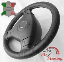 FOR RELIANT ROBIN MK 3 2006+- BLACK PERF LEATHER STEERING WHEEL COVER GREY STIT