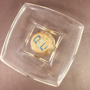 Plato para servir hebreo vidrio escritura decorativa pedestal de latón GAR1 - Imagen 1 de 6