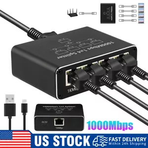 Adattatore Sdoppiatore Ethernet 1000Mbps Cavo RJ-45 Rete LAN Internet 1 IN 4 Uscite - Foto 1 di 23