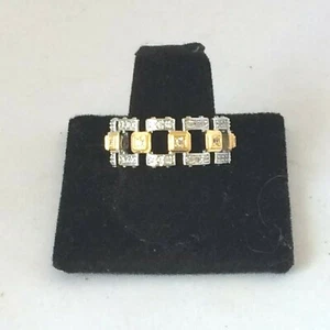 925 STERLING SILVER GOLD PLATED ZIRCONIA WEDDING RING WD103 SIZE 9 - Picture 1 of 1