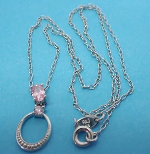 Collar con bisagras ovaladas abiertas de 18"" rosa zirconio cúbico de 18"" tono plateado metal - Imagen 1 de 8