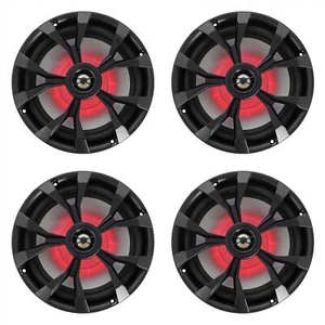 (4) Rockville RKL80MB 8" 900 Watt Black 2-Way Marine Boat Speakers w/LED's - Picture 1 of 6