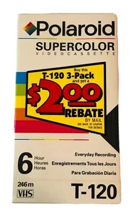 Paquete de 3 cintas selladas en blanco vintage VHS Polaroid Supercolor T-120 - Imagen 1 de 4