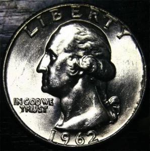1962 Washington Quarter 25c US Coin 90% Silver Philadelphia Mint BU - Picture 1 of 2