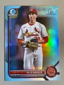 Pete Hansen 2022 1st Bowman Draft Chrome Sky Blue Refractor St. Louis Cardinals - Bild 1 von 2
