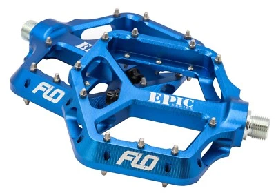 Pedales de bicicleta de montaña Flo Motorsports Blue Epic Series plataforma MTB Foto 1 de 2