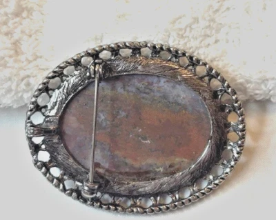 Broche colgante de piedra de ágata ovalado colgante de roca usado Foto 1 de 4