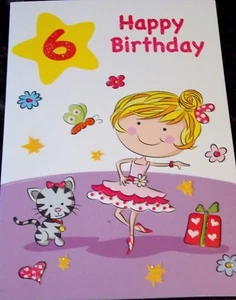 Girl's 6th Birthday Card by Heartstrings Cards. Ballerina Theme. - Picture 1 of 4