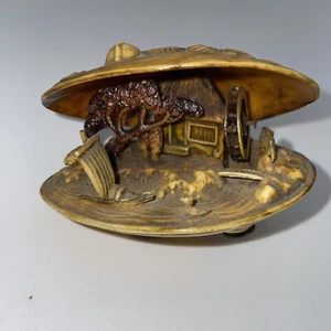 Vintage Celluloid Diorama Clam Shell Japanese Vintage Art Miniature Decorative - Picture 1 of 9