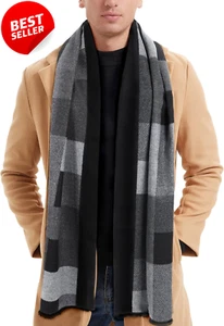 Men's Winter Scarf, Tartan Plaid, Warm Cashmere-Like Knitted Shawl, Neck Wrap - Picture 1 of 12