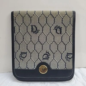 Dior Wallet Honeycomb Bifold Navy Canvas - Picture 1 of 13