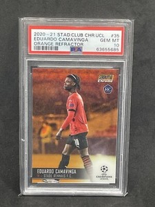 2020 Topps Stadium Club Chrome Eduardo Camavinga Orange Refractor /25 PSA 10