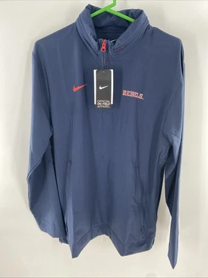 Chaqueta Nike Ole Miss Rebels 2024 Sideline Coach 1/4 Cremallera Para Hombre Mediana Azul Marino Foto 1 de 4