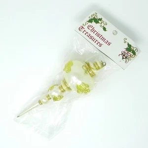 Adorno de Navidad Colgante Acabado Ornamentado Blanco con Acentos Dorados 7" - Imagen 1 de 3