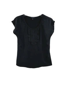 Banana Republic Pullover Oberteil einfarbig schwarz Rüschen vorne zierlich Damengröße PXS - Bild 1 von 8