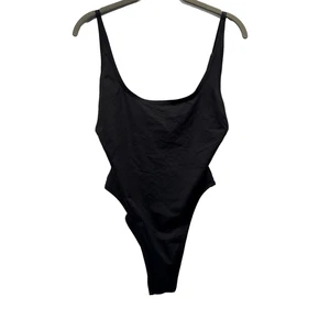SKIMS Scoop Neck One Piece Med/L Solid Onyx Black Adjustable Straps Pull On Swim - Picture 1 of 7