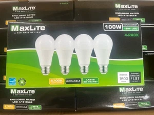 96 Bulbs 24 Packs of 4 Maxlite Dimmable LED 15w Soft White Light A19 100W 2700K - Picture 1 of 3