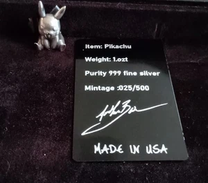 Statua in argento fino versata a mano da AB Pikachu 1 oncia .999 - Foto 1 di 6