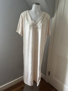 Women’s Vintage Christian Dior Blush Pajama Shirt Gown V-Neck Lace Bow Detail - Picture 1 of 24