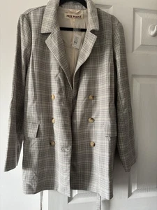 Free People Blazer Jacket Check Plaid Medium RPR 158£ Buttoned Brand New With Tg - Picture 1 of 13