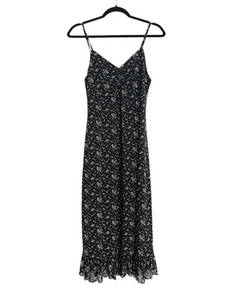 Vtg Y2K Babydoll Midi Dress Ruffle Hem Ditzy Floral Fairy Grunge Whimsigoth - Picture 1 of 9