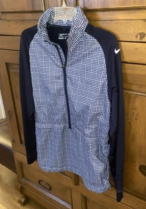 Herren NIKE GOLF dunkelblau karierter Pullover Windbreaker - Pack Away Kapuze - Small - Bild 1 von 9