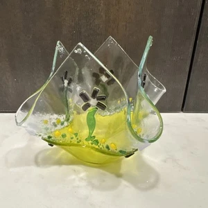 Colorful Fused Art Glass Candle Tealight Holder Glassworks Northwest - Picture 1 of 7