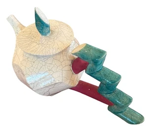 Tetera de cerámica monumental John Ransmeier Studio, firmada 1996 — caprichosa posmod - Imagen 1 de 7