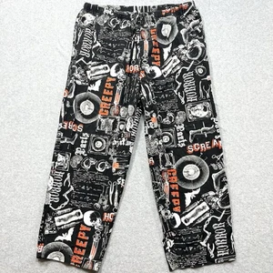 Mens XL 40-42 Halloween Pajama Pants Lounge 100% Cotton Horror Print Black - Picture 1 of 7