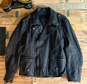Held Distressed Black Leather Classic Motorcycle Jacket - Picture 1 of 8