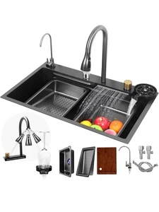 Lavello Cucina Multifunzione Smart Nano Cascata L:75cm X L:46cm X P:20cm - Foto 1 di 9