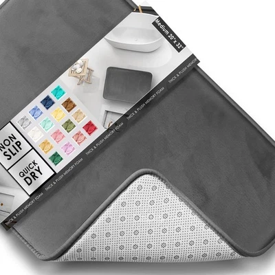 Alfombras de baño, alfombra de baño de espuma viscoelástica de terciopelo, antideslizante, lavable a máquina R... Foto 1 de 4