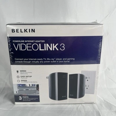 NEW Belkin VIDEOLINK 3 Powerline Internet Adapter SEALED BOX V 1000 - Image 1 of 4