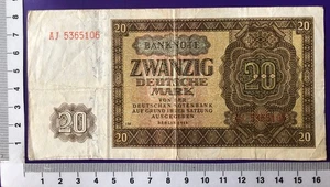 RDA Deutsche Notenbank 1948 20 marcos serie AJ impresión UDSSr Ro 344b Erh III - Imagen 1 de 2