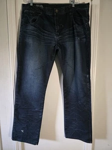 Live Mechanics Jeans Mens 42 Blue Distressed Straight Leg Urban Streetwear Denim - Picture 1 of 13